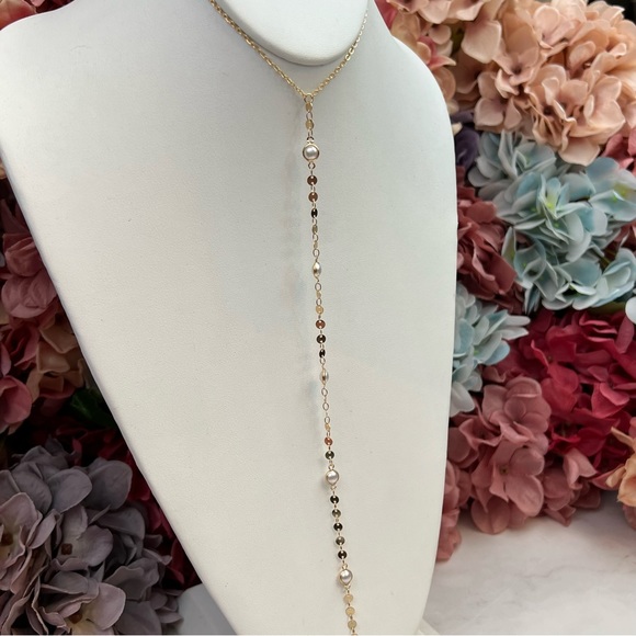 Long Tassel Pearl and Round Disc Necklace - Picture 8 of 16